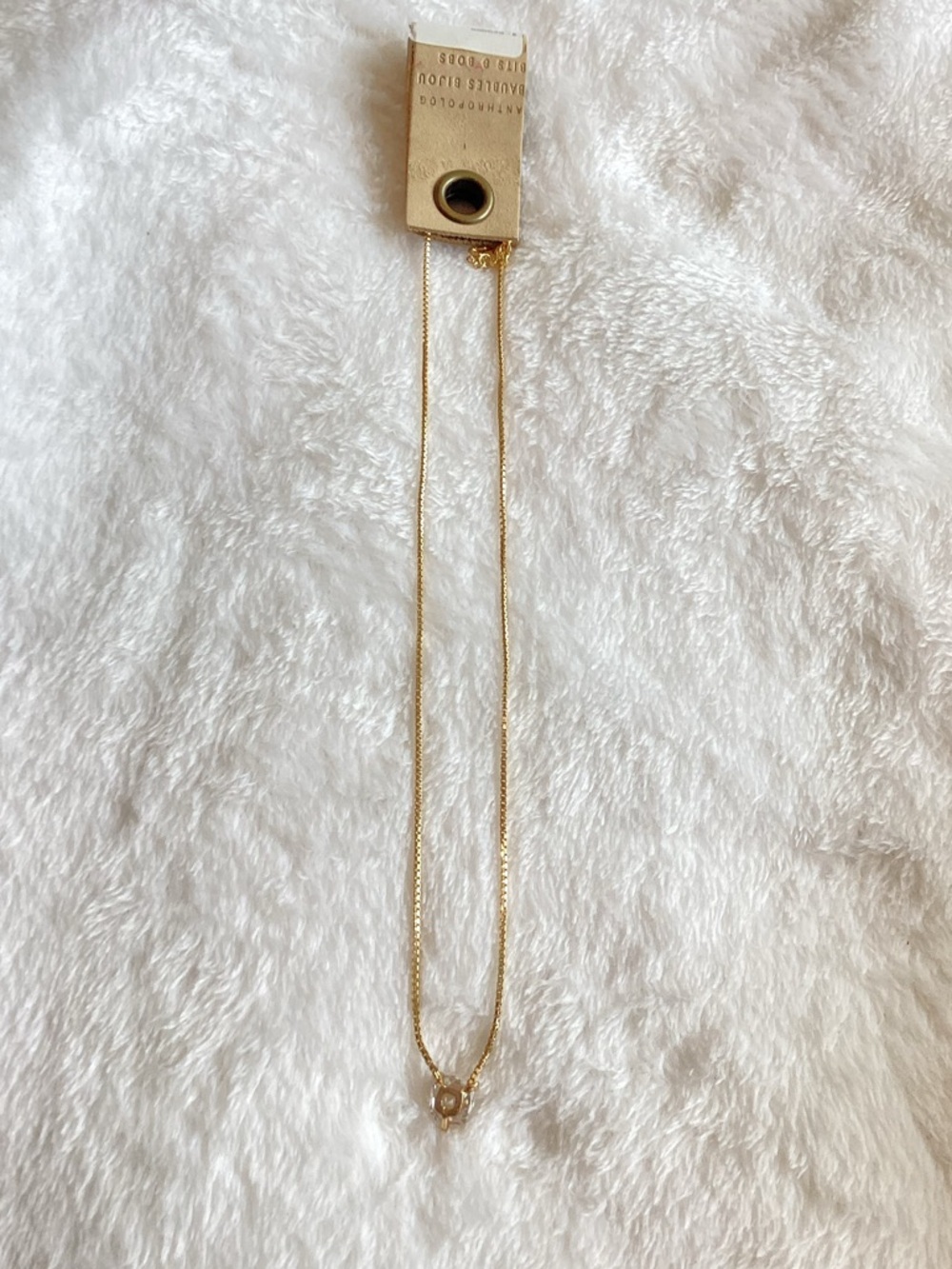 Anthropologie 14KT Gold Plated Floating Crystal Necklace NEW - Picture 8 of 11